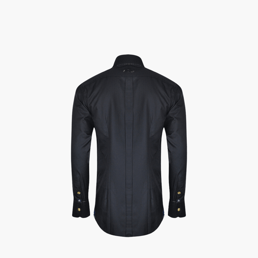Black with Brown Crown Mason Shirt - Angelo Galasso - Luxury Italian Menswear London