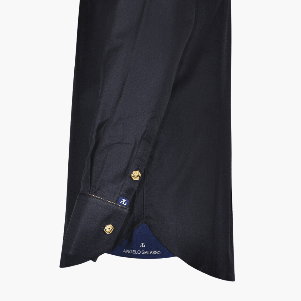 Black with Brown Crown Mason Shirt - Angelo Galasso - Luxury Italian Menswear London
