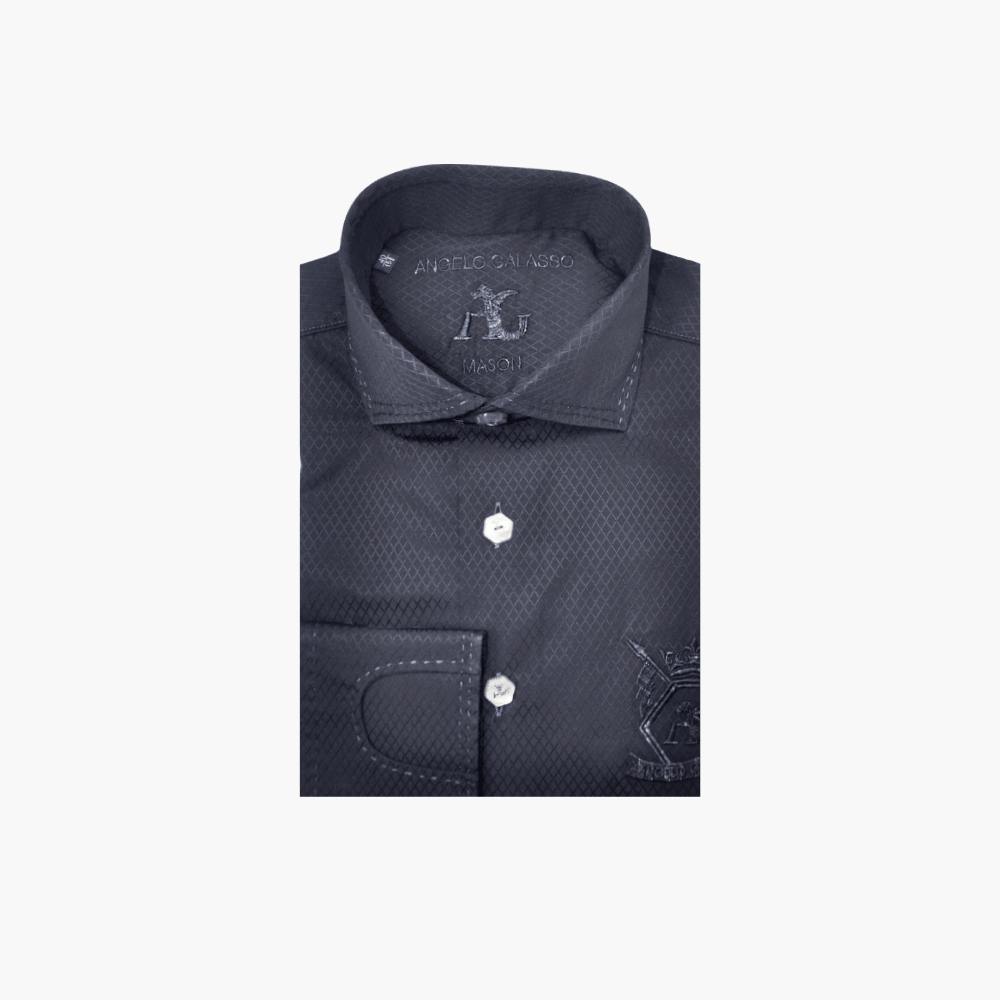 Black Hexagonal Watch Cuff Mason Shirt - Angelo Galasso - Luxury Italian Menswear London