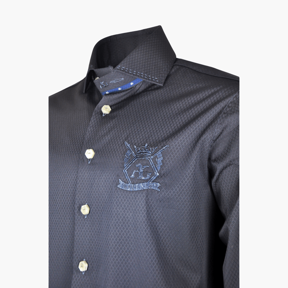 Black Hexagonal Watch Cuff Mason Shirt - Angelo Galasso - Luxury Italian Menswear London