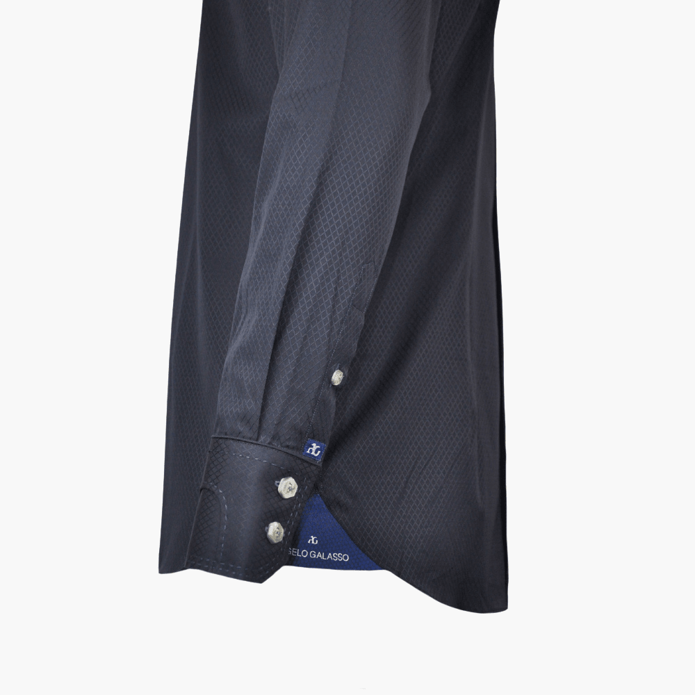 Black Hexagonal Watch Cuff Mason Shirt - Angelo Galasso - Luxury Italian Menswear London