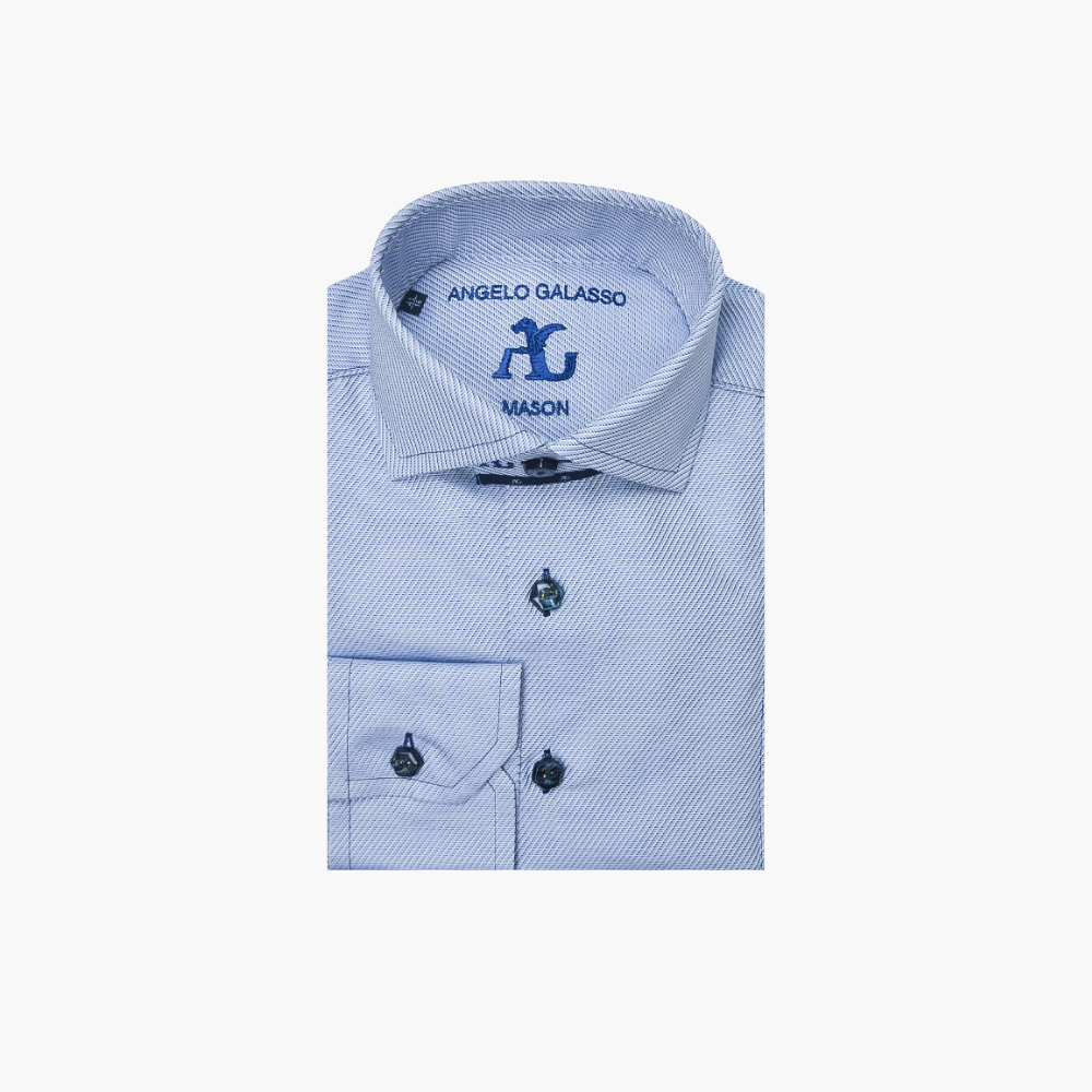 Light Blue Diagonal Striped Mason Shirt - AG23W1HAS26