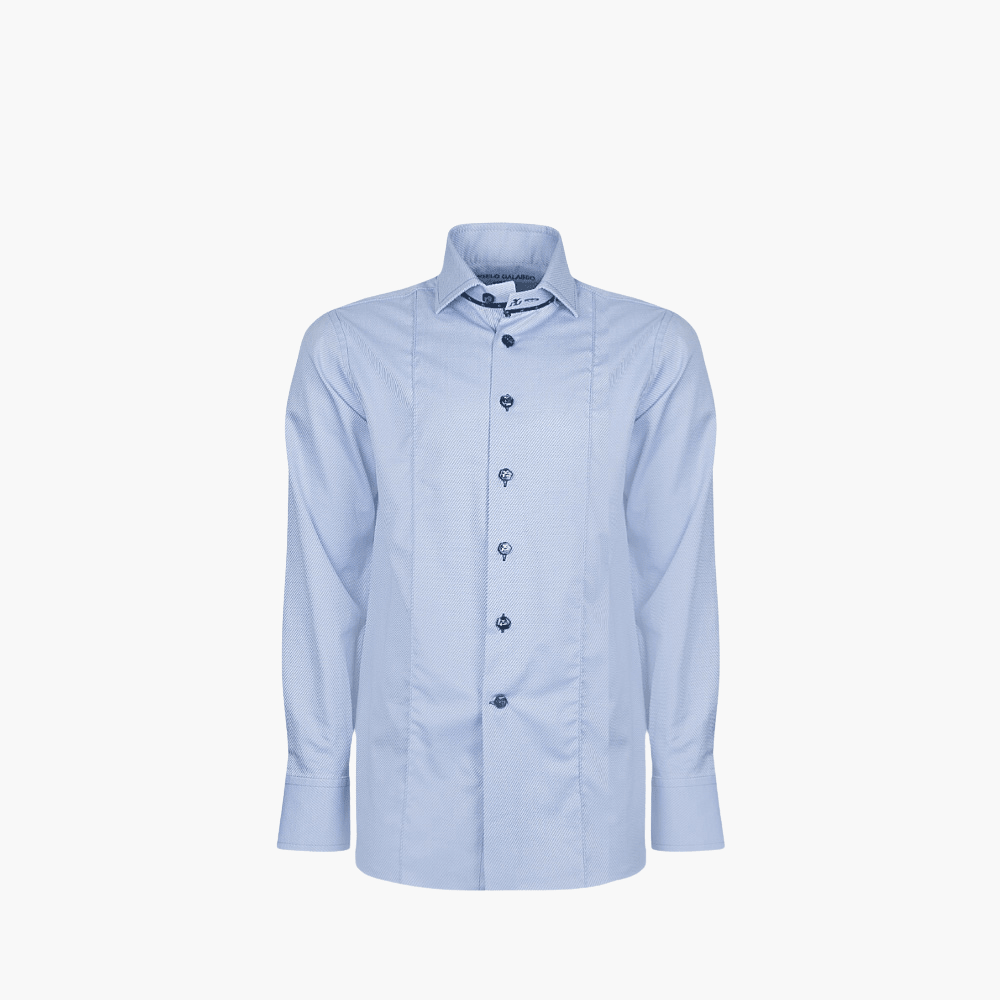 Light Blue Diagonal Striped Mason Shirt - Angelo Galasso - Luxury Italian Menswear London
