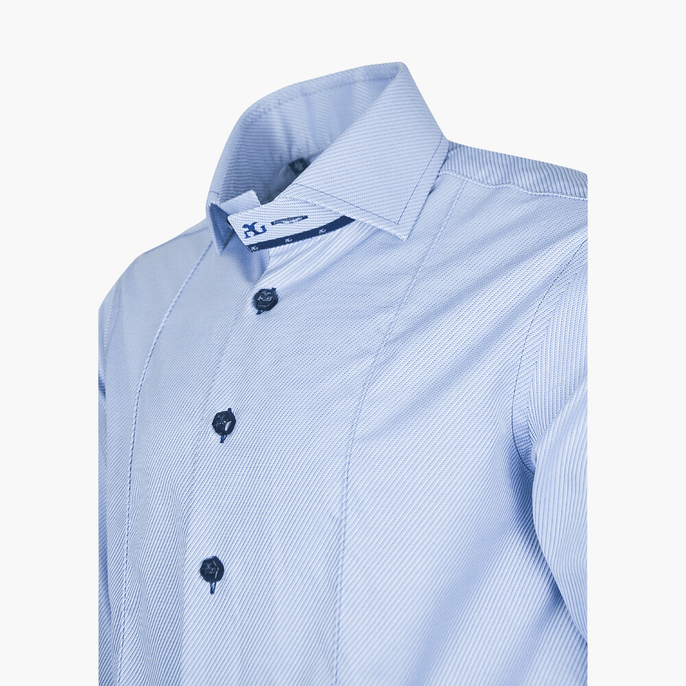 Light Blue Diagonal Striped Mason Shirt - Angelo Galasso - Luxury Italian Menswear London