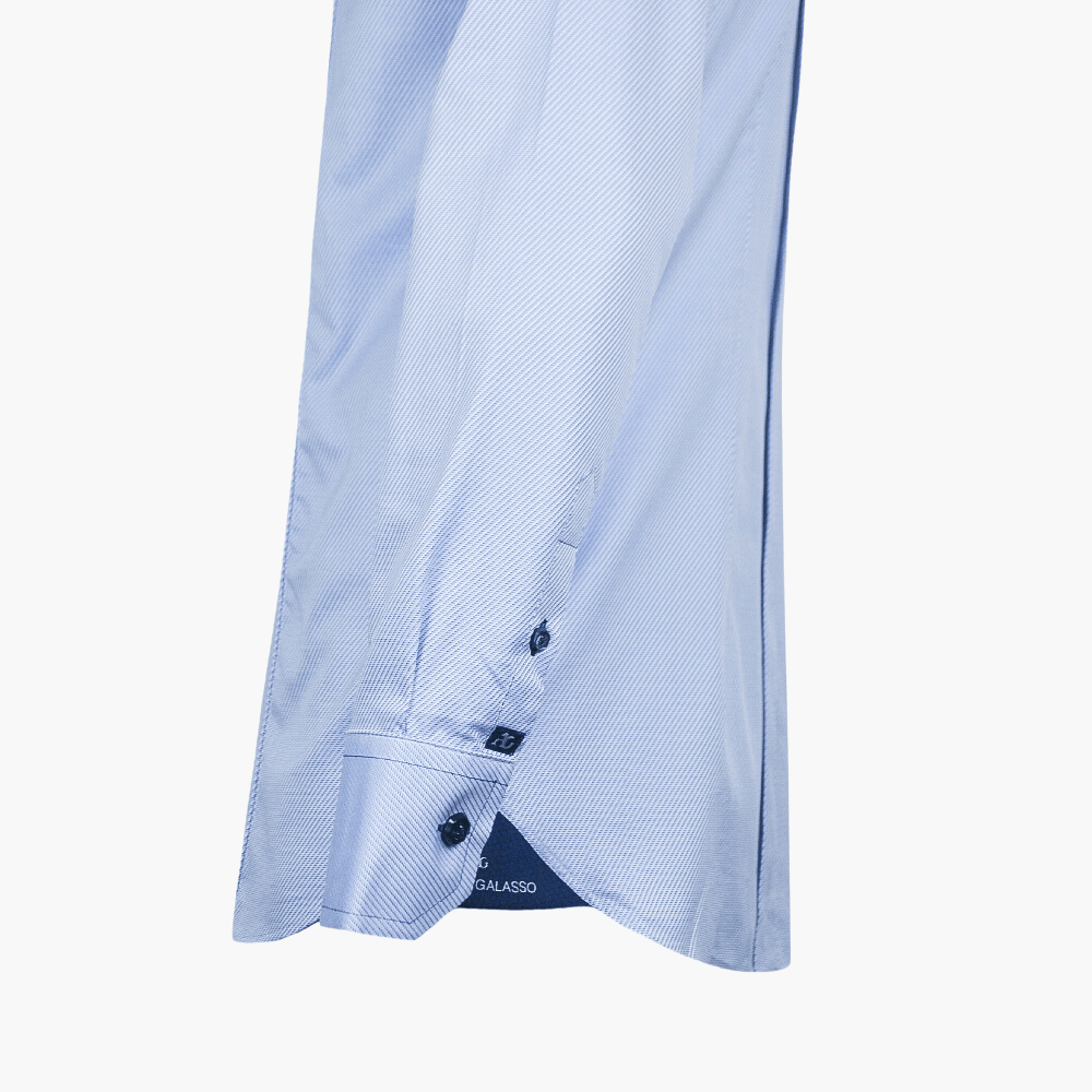 Light Blue Diagonal Striped Mason Shirt - Angelo Galasso - Luxury Italian Menswear London