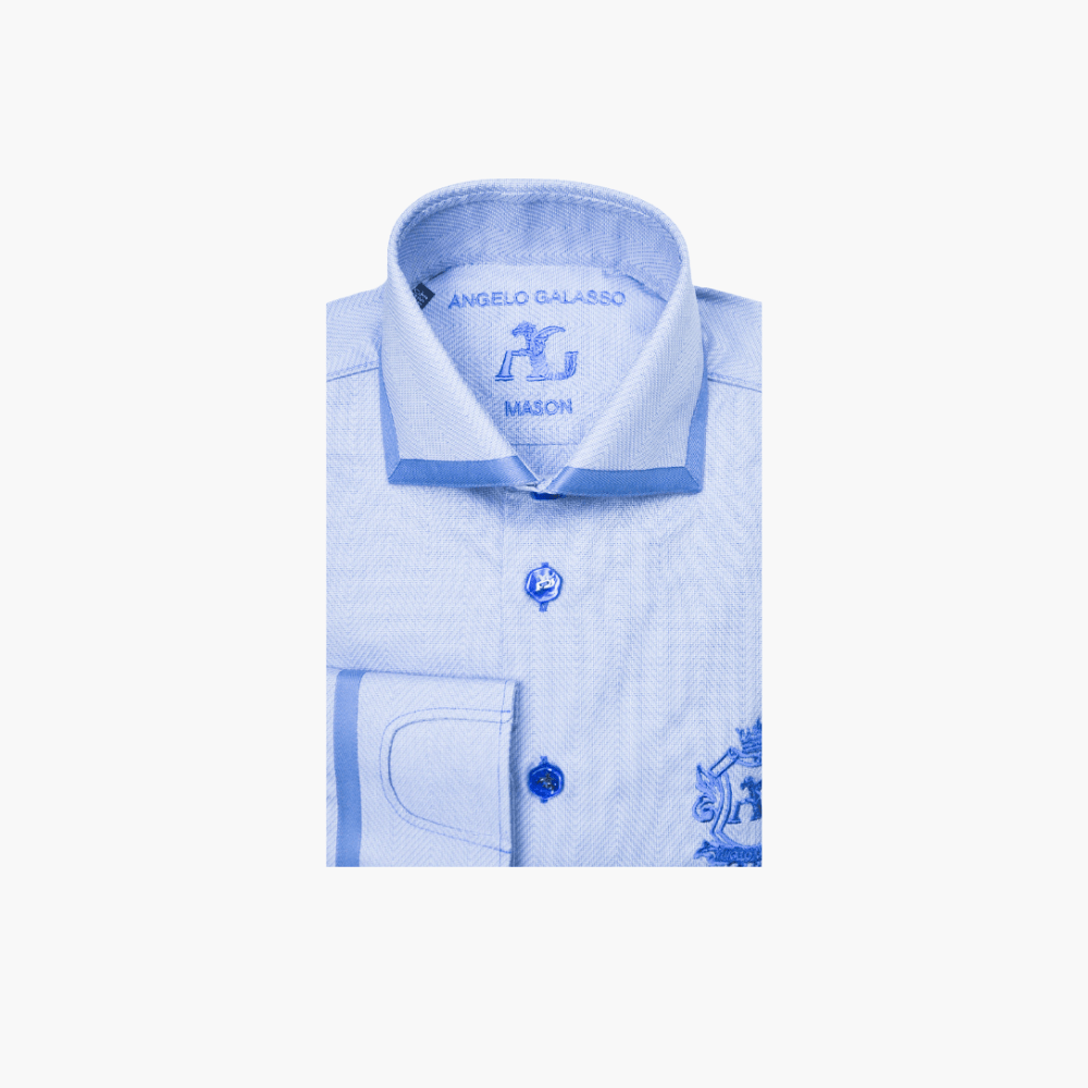 Light Blue Twill Watch Cuff Mason Shirt - Angelo Galasso - Luxury Italian Menswear London