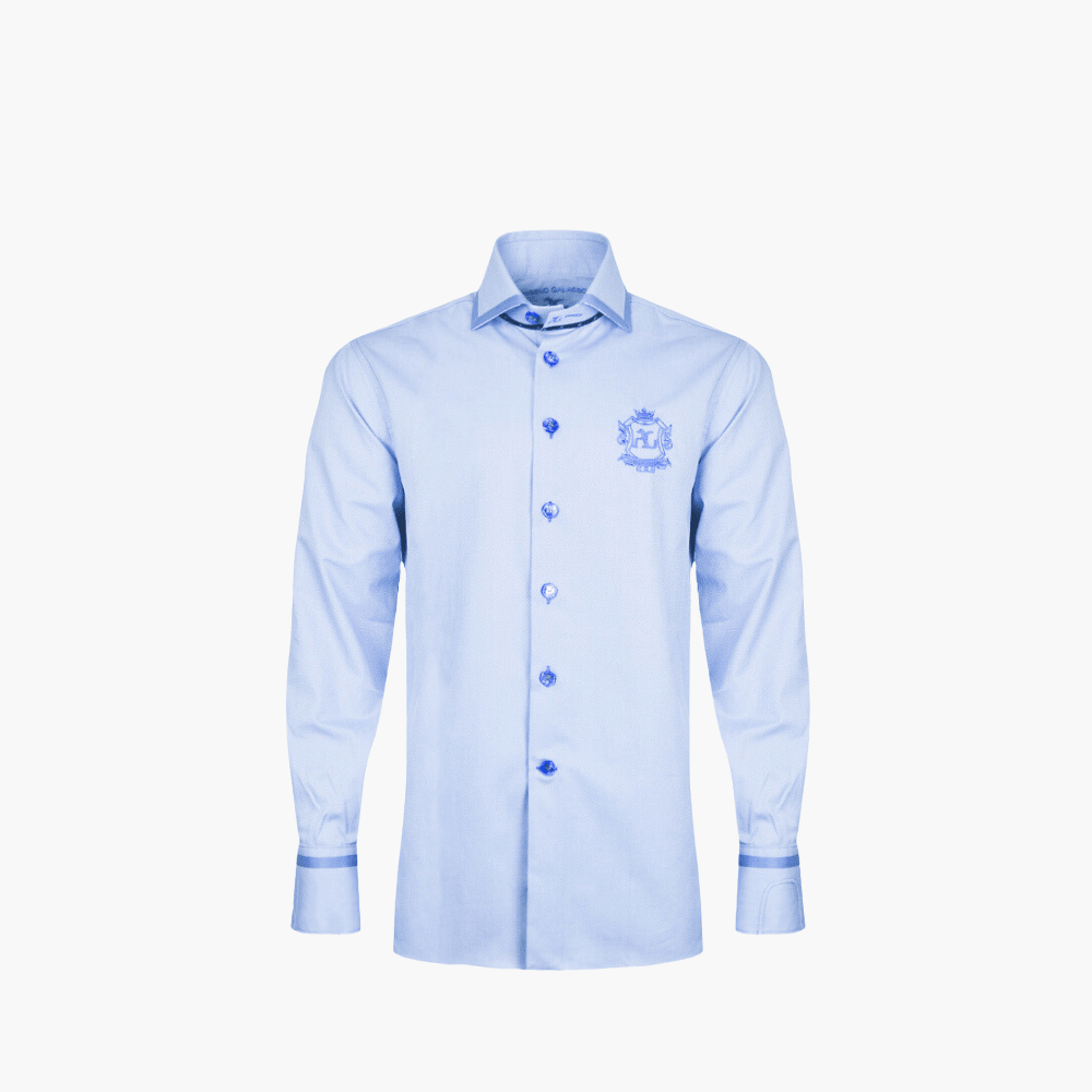 Light Blue Twill Watch Cuff Mason Shirt - Angelo Galasso - Luxury Italian Menswear London