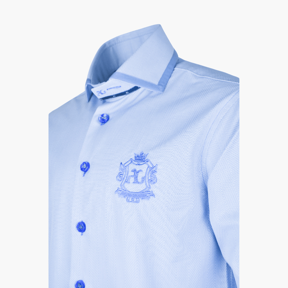 Light Blue Twill Watch Cuff Mason Shirt - Angelo Galasso - Luxury Italian Menswear London