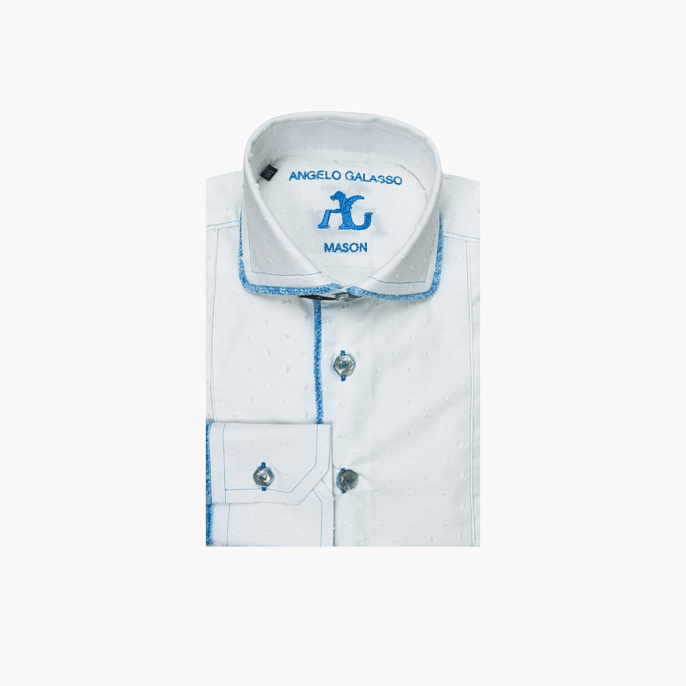 White Fil Coupe Mason Shirt - Angelo Galasso - Luxury Italian Menswear London