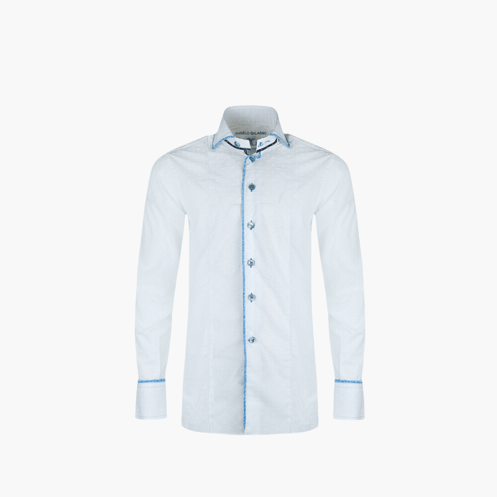 White Fil Coupe Mason Shirt - Angelo Galasso - Luxury Italian Menswear London