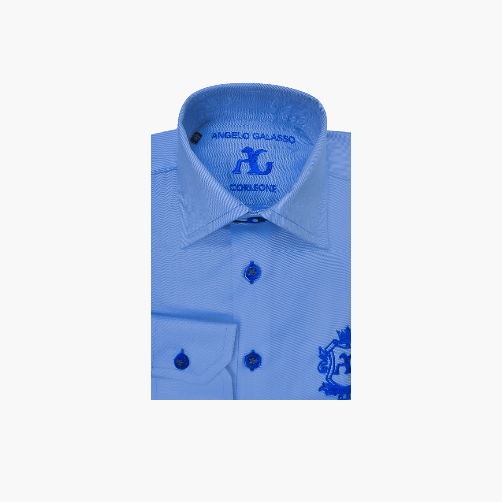 Blue Araldica Corleone Shirt - Angelo Galasso - Luxury Italian Menswear London