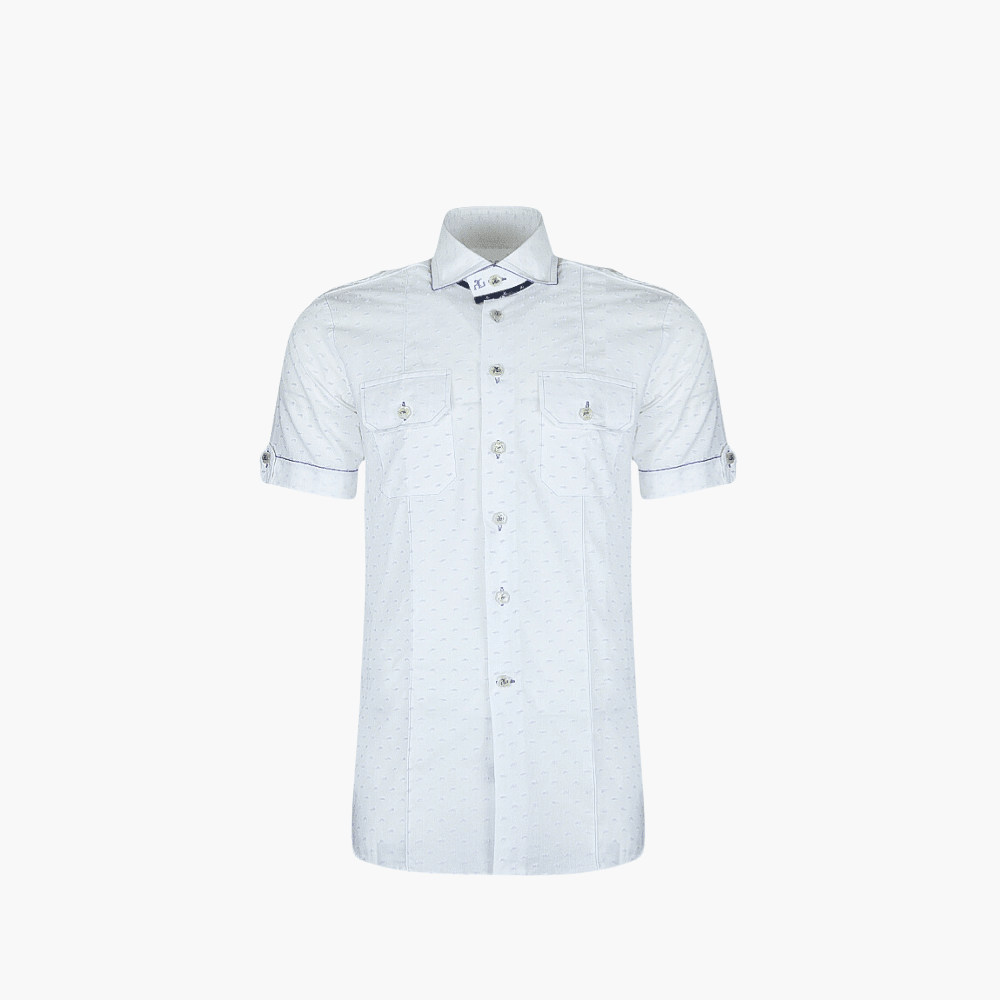 Lilac Fil Coupe Short Sleeves Shirt - Angelo Galasso - Luxury Italian Menswear London