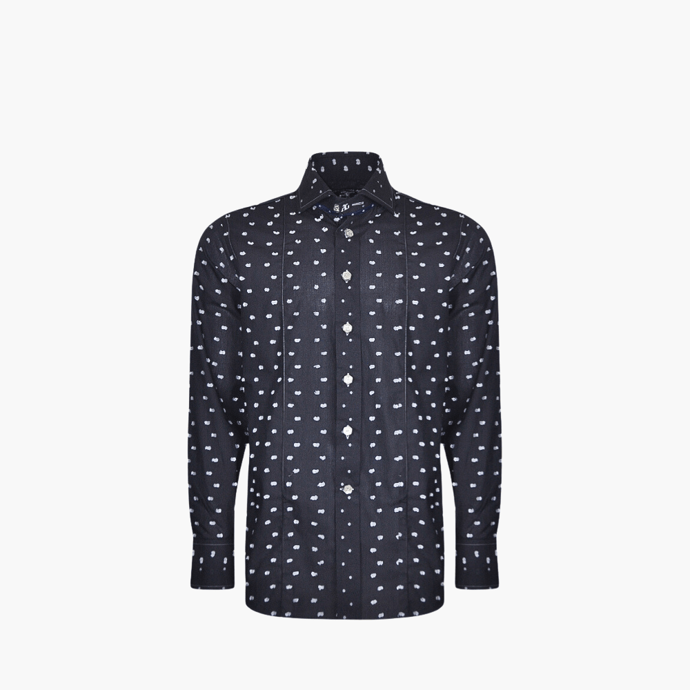 Black Grey Fil Coupe Mason Shirt - Angelo Galasso - Luxury Italian Menswear London