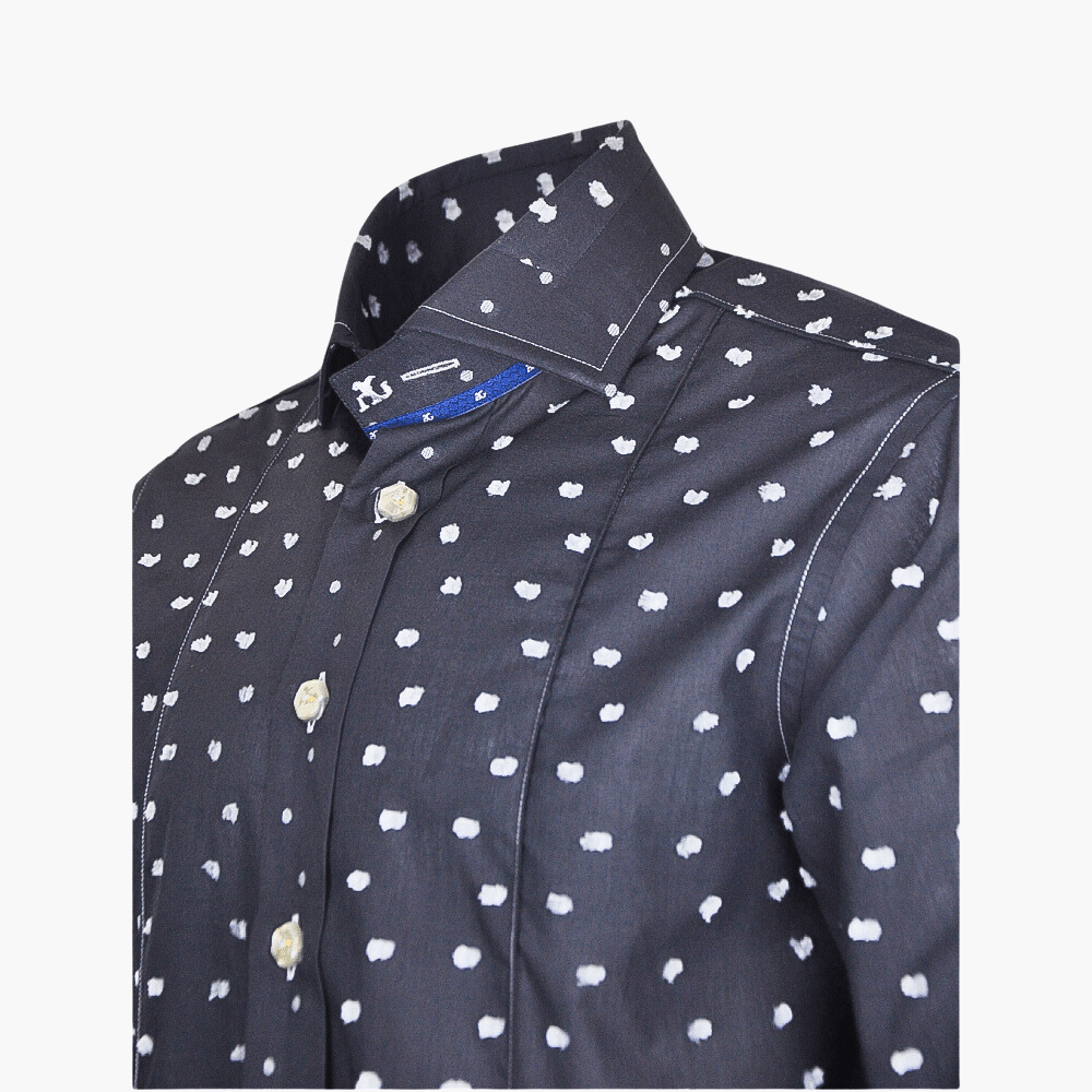 Black Grey Fil Coupe Mason Shirt - Angelo Galasso - Luxury Italian Menswear London