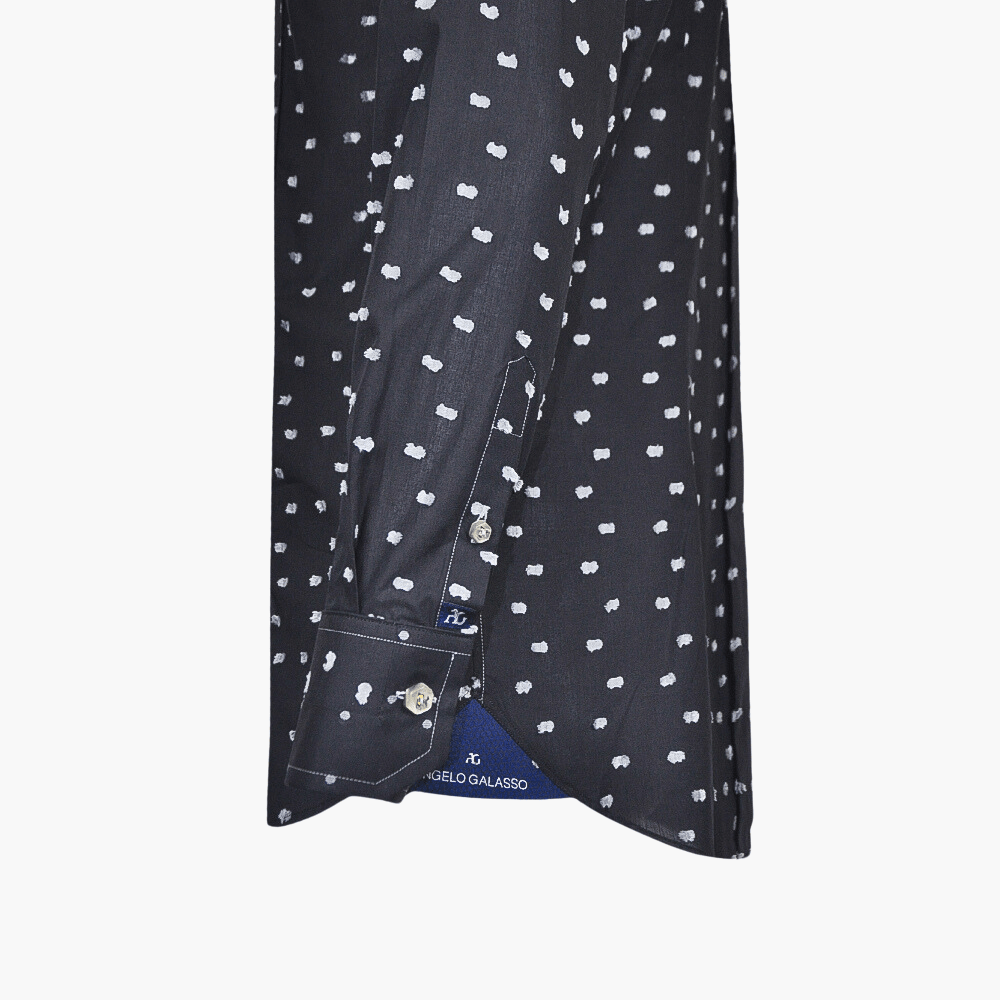 Black Grey Fil Coupe Mason Shirt - Angelo Galasso - Luxury Italian Menswear London