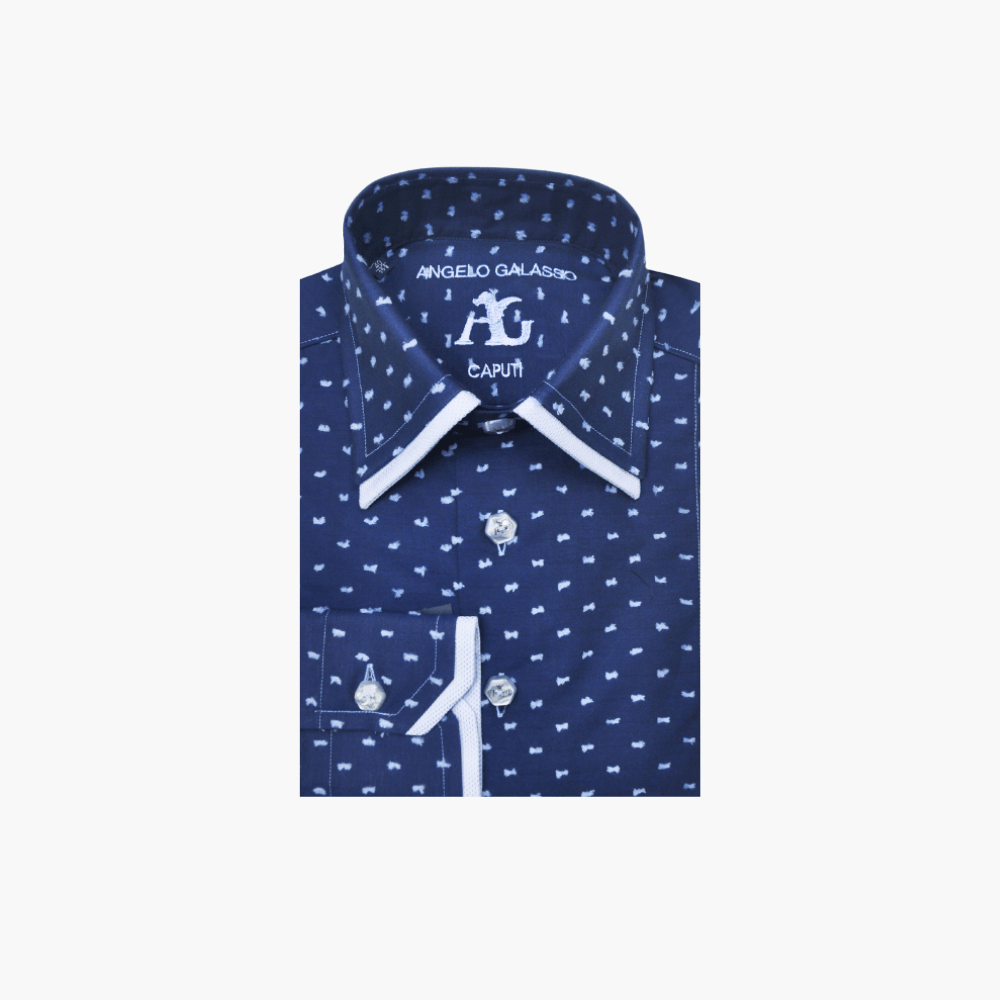 Blue Fil Coupe Caputi Shirt - Angelo Galasso - Luxury Italian Menswear London