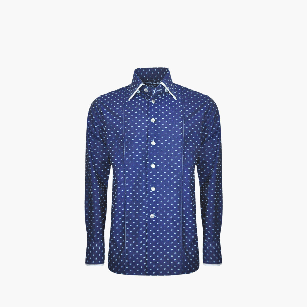 Blue Fil Coupe Caputi Shirt - Angelo Galasso - Luxury Italian Menswear London