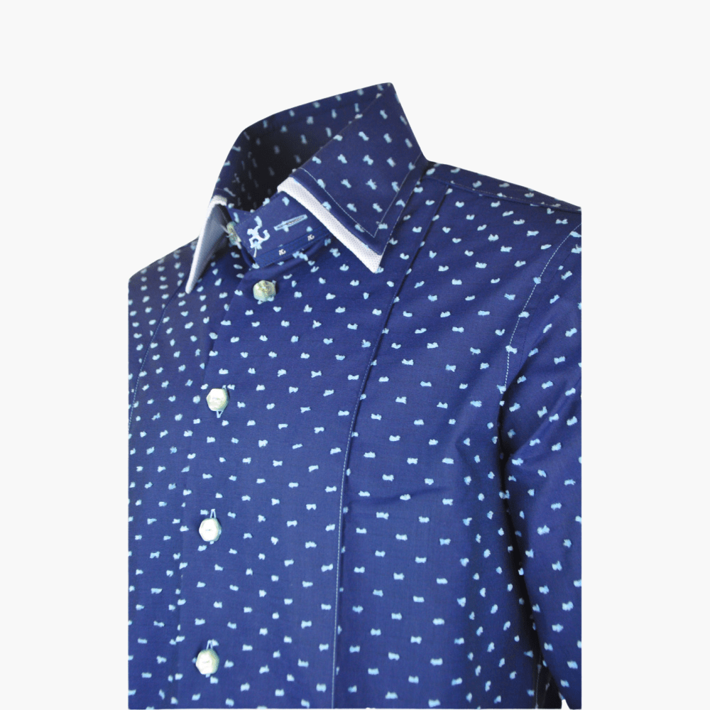 Blue Fil Coupe Caputi Shirt - Angelo Galasso - Luxury Italian Menswear London