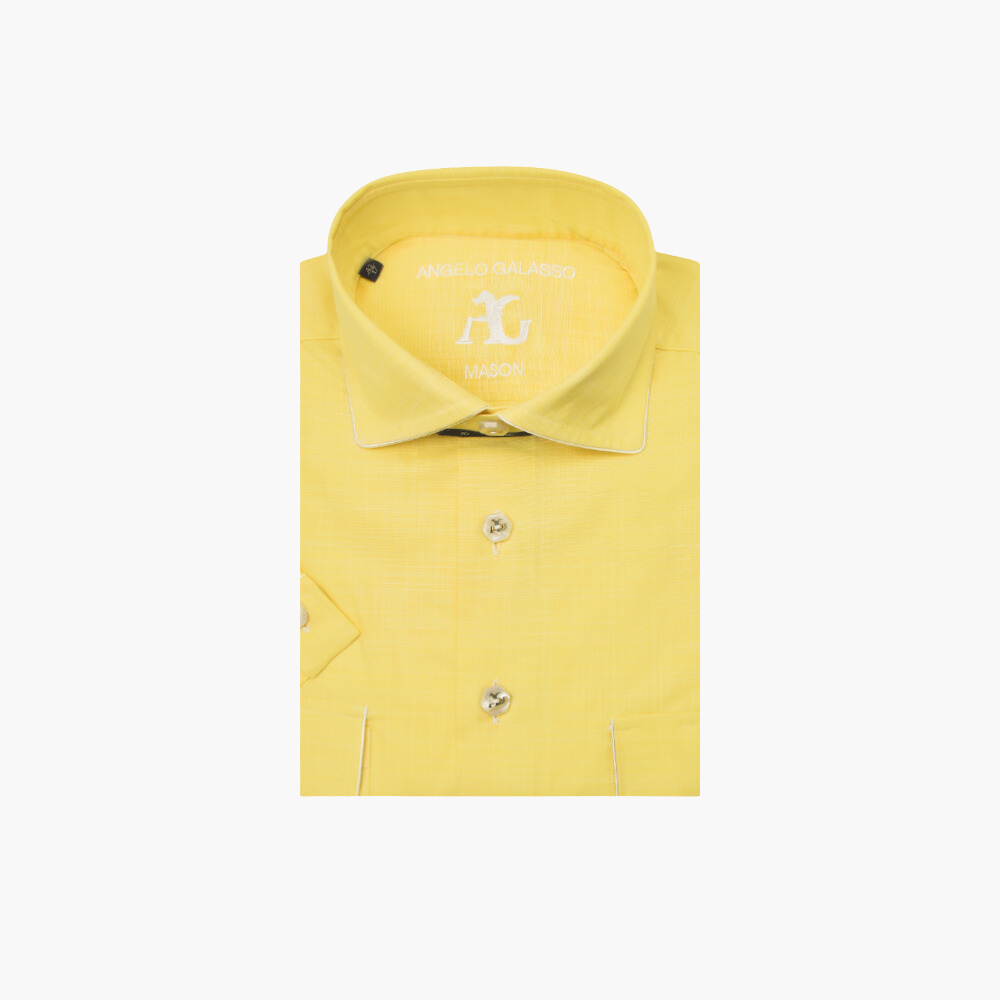 Yellow Linen Short Sleeves Alloro Shirt - AG23W1HAS34