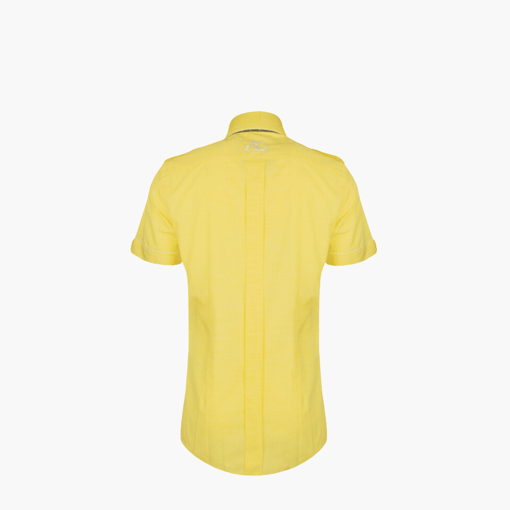 Yellow Linen Short Sleeves Alloro Shirt - Angelo Galasso - Luxury Italian Menswear London