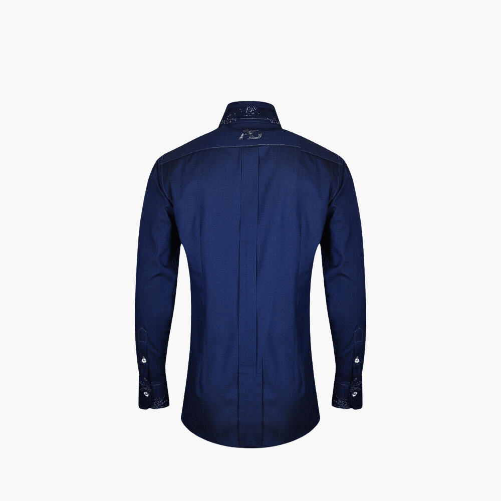 Blue Crystal Crown Mason Shirt - Angelo Galasso - Luxury Italian Menswear London