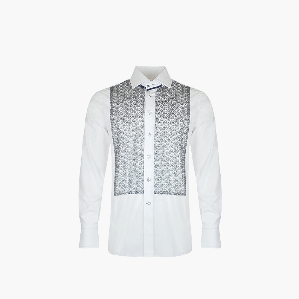 White & Silver Metallic Lace Mason Shirt