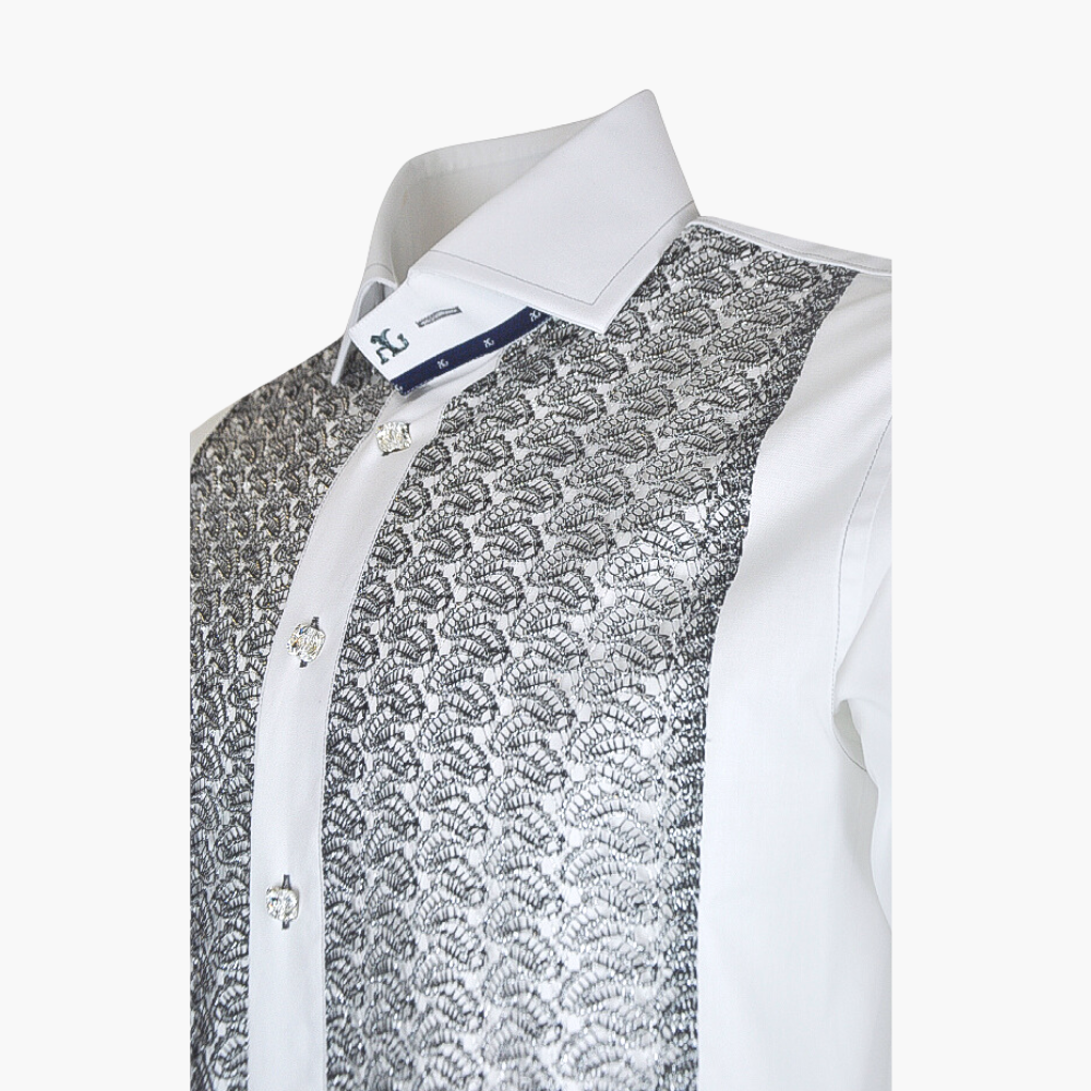 White & Silver Metallic Lace Mason Shirt