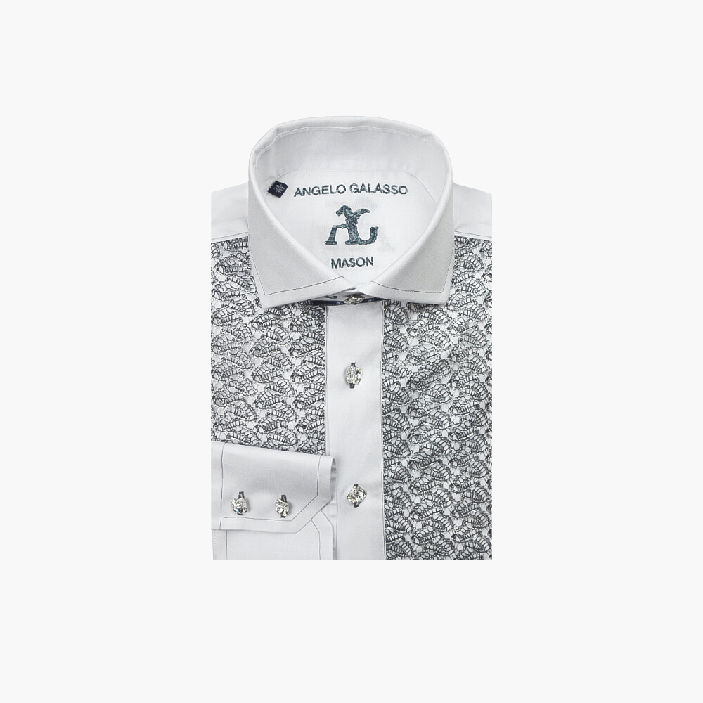 White & Silver Metallic Lace Mason Shirt
