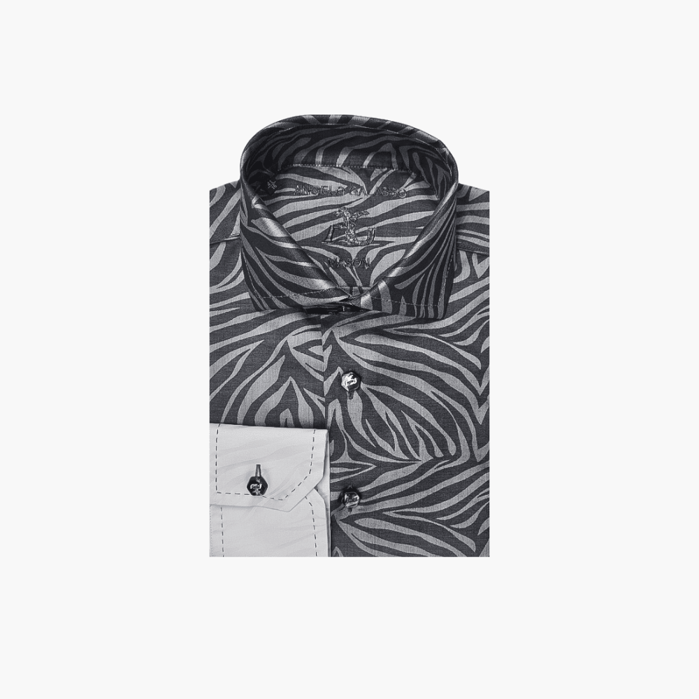 Angelo Galasso Grey Muted Zebra Shirt - Angelo Galasso - Luxury Italian Menswear London