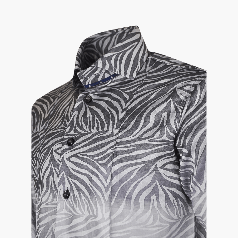 Angelo Galasso Grey Muted Zebra Shirt - Angelo Galasso - Luxury Italian Menswear London