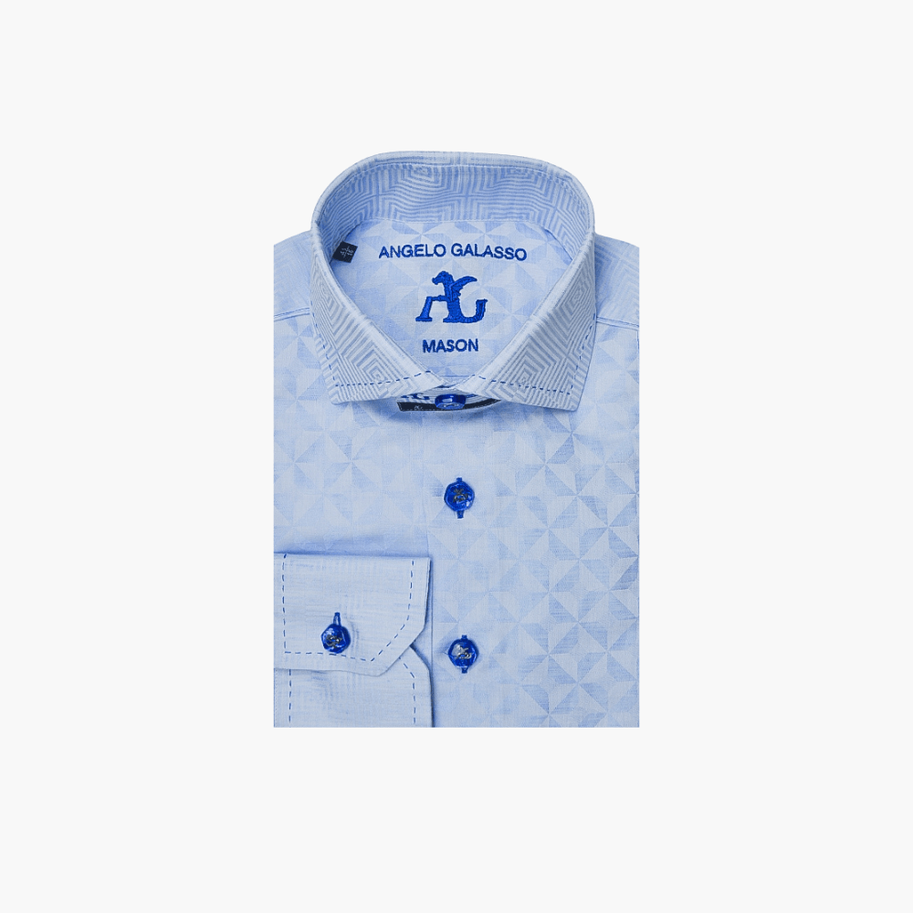 Light Blue Optical Mason Shirt - Angelo Galasso - Luxury Italian Menswear London