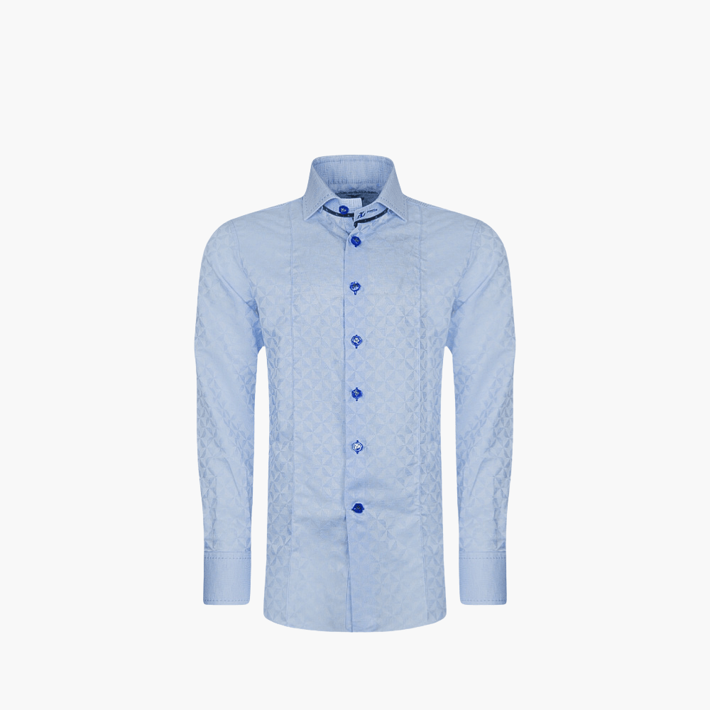 Light Blue Optical Mason Shirt - Angelo Galasso - Luxury Italian Menswear London