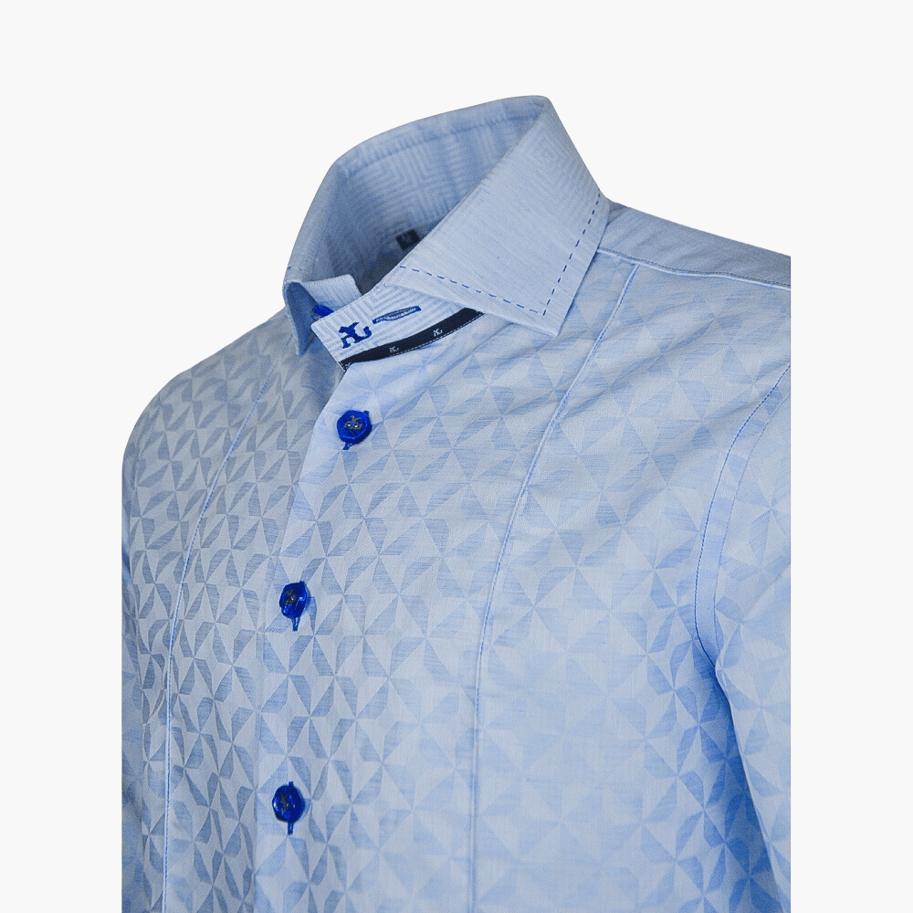 Light Blue Optical Mason Shirt - Angelo Galasso - Luxury Italian Menswear London