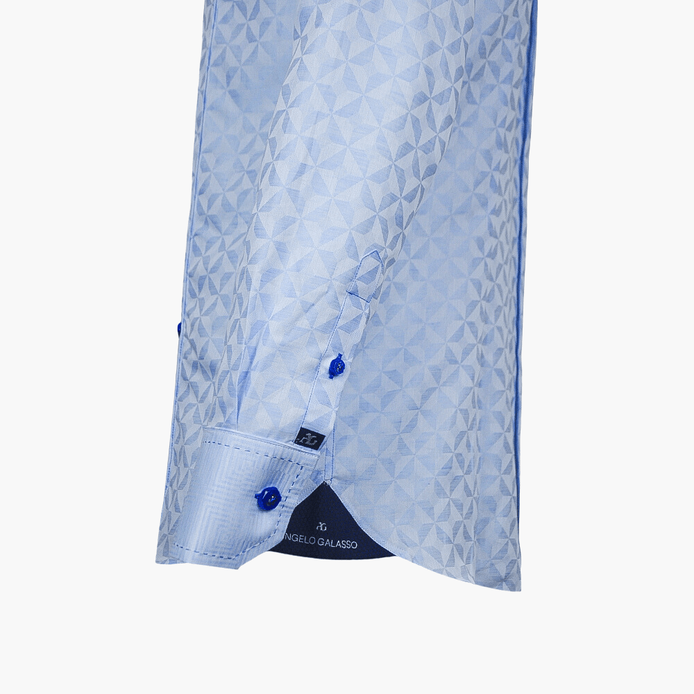 Light Blue Optical Mason Shirt - Angelo Galasso - Luxury Italian Menswear London