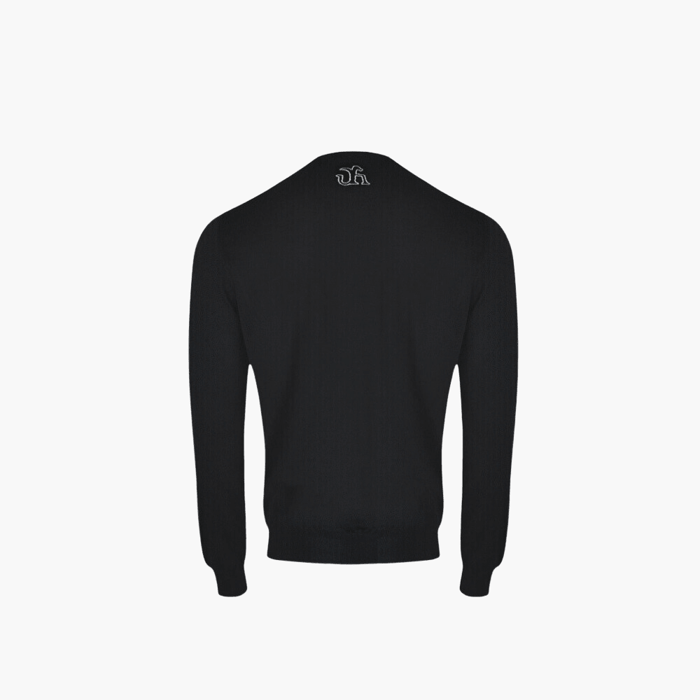 Black Crew-neck Cashmere Blend Jumper - Angelo Galasso - Luxury Italian Menswear London