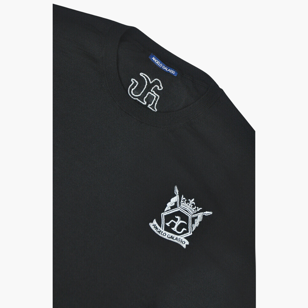 Black Crew-neck Cashmere Blend Jumper - AG23W6KNIT01