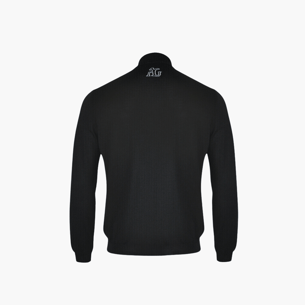 Black Half Zip Cashmere Blend Jumper - Angelo Galasso - Luxury Italian Menswear London