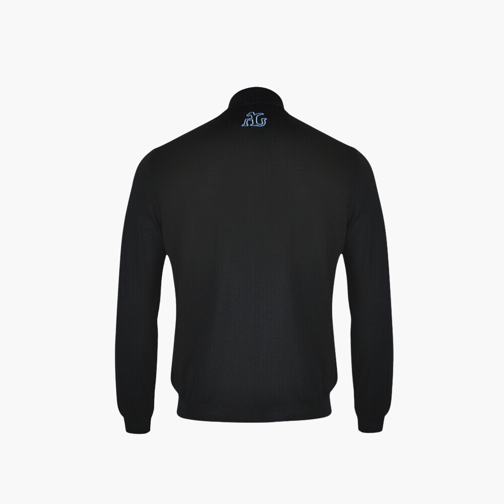 Black Half Zip Cashmere Blend Jumper - AG23W6KNIT02