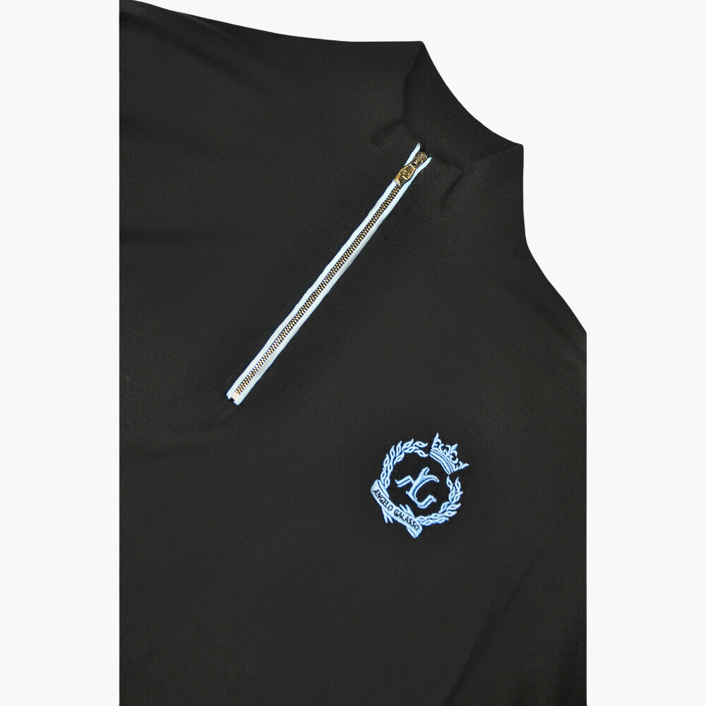 Black Half Zip Cashmere Blend Jumper - AG23W6KNIT02