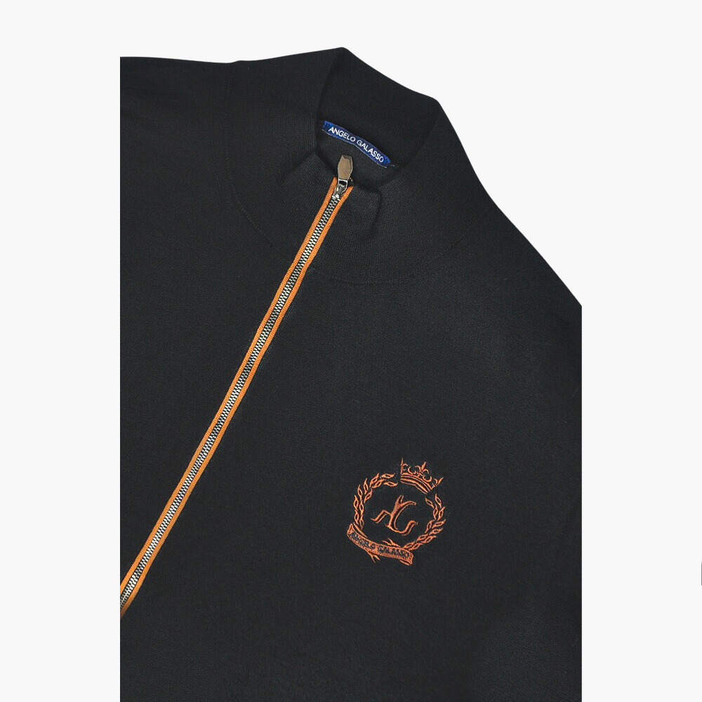 Black Full Zip Cashmere Blend Jumper - AG23W6KNIT03