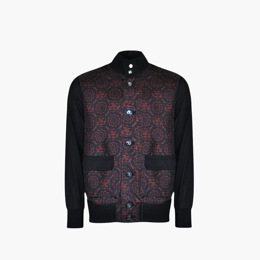 Red & Black Silk and Jersey Jacket - Angelo Galasso - Luxury Italian Menswear London
