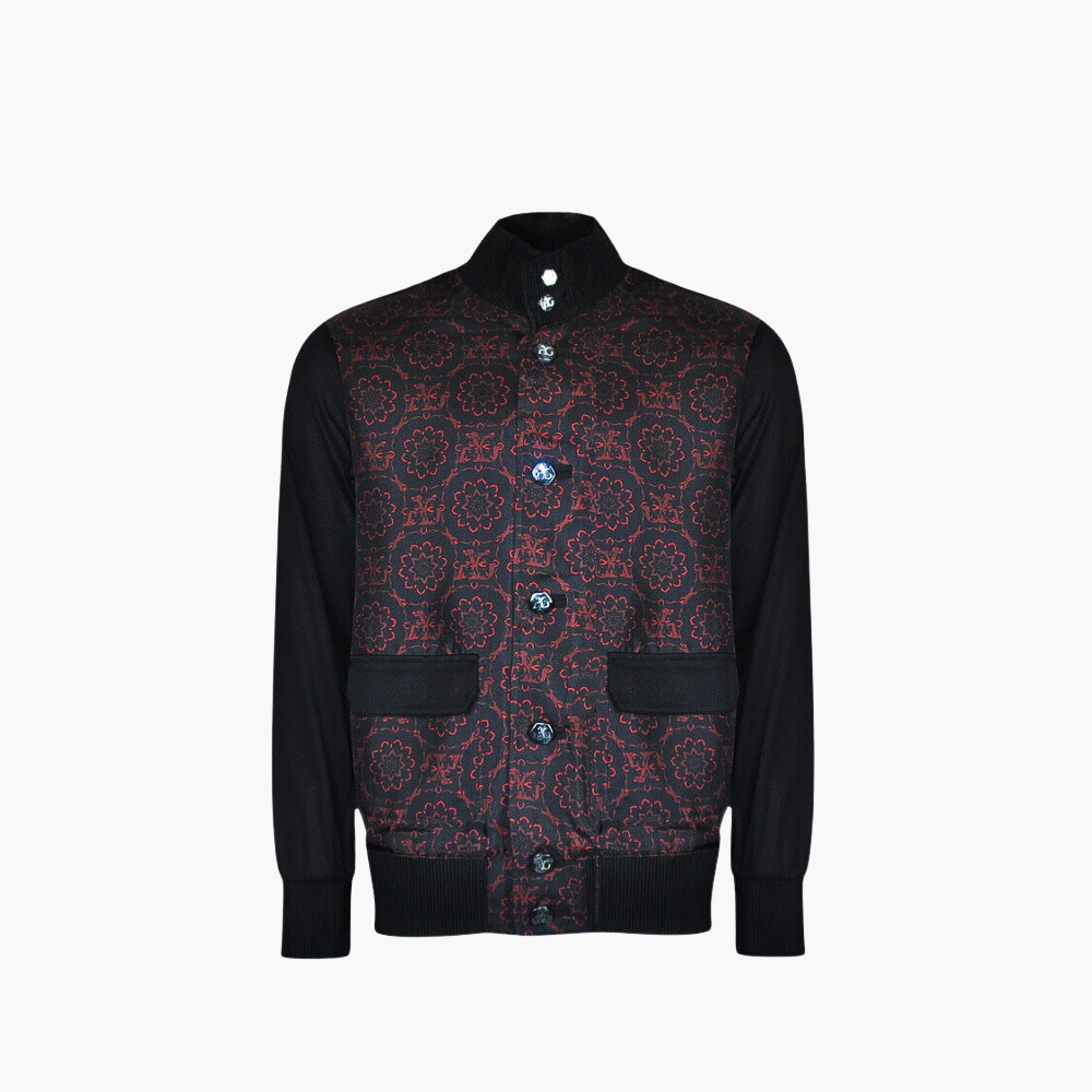 Red & Black Silk and Jersey Jacket -  AG23W6MEC01