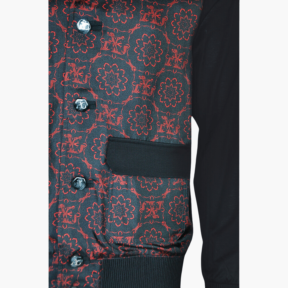 Red & Black Silk and Jersey Jacket - Angelo Galasso - Luxury Italian Menswear London