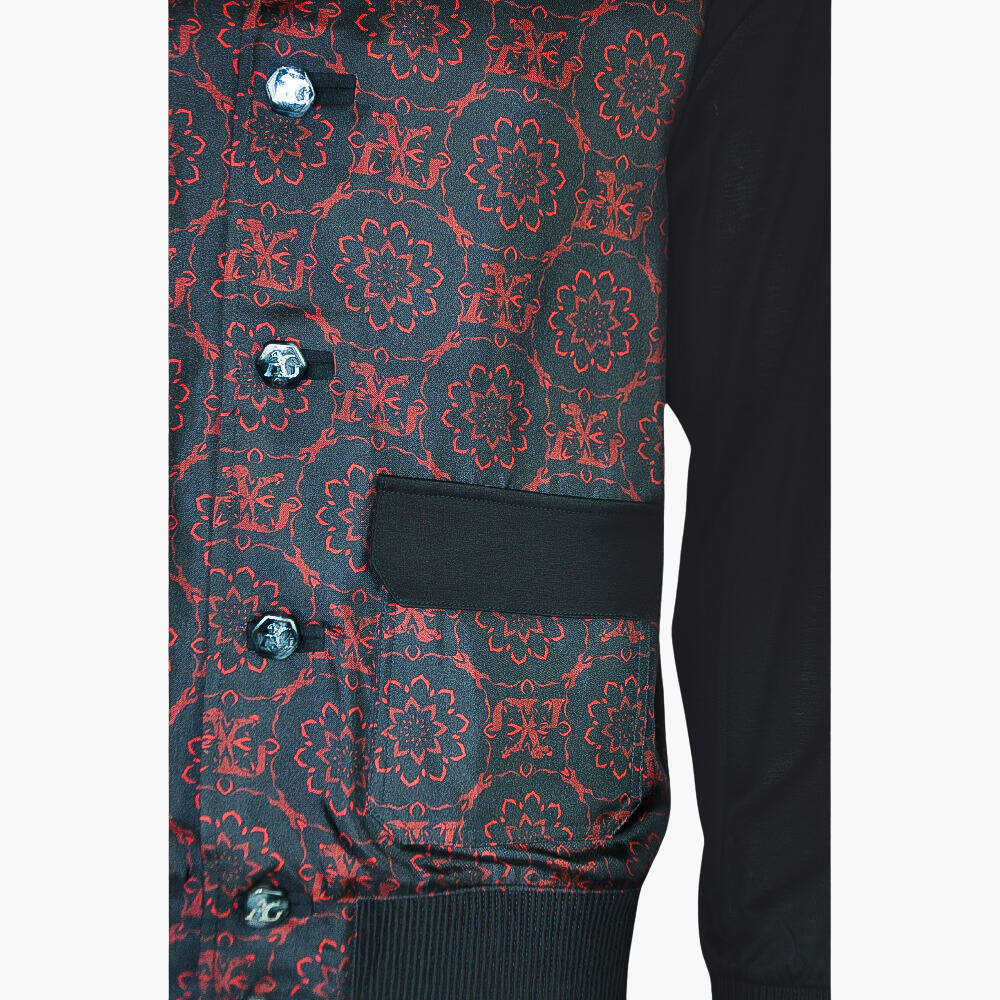 Red & Black Silk and Jersey Jacket -  AG23W6MEC01