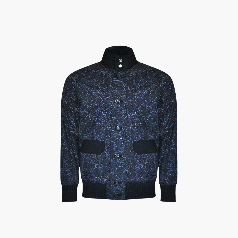Black & Grey Custom Print Jacket - Angelo Galasso - Luxury Italian Menswear London
