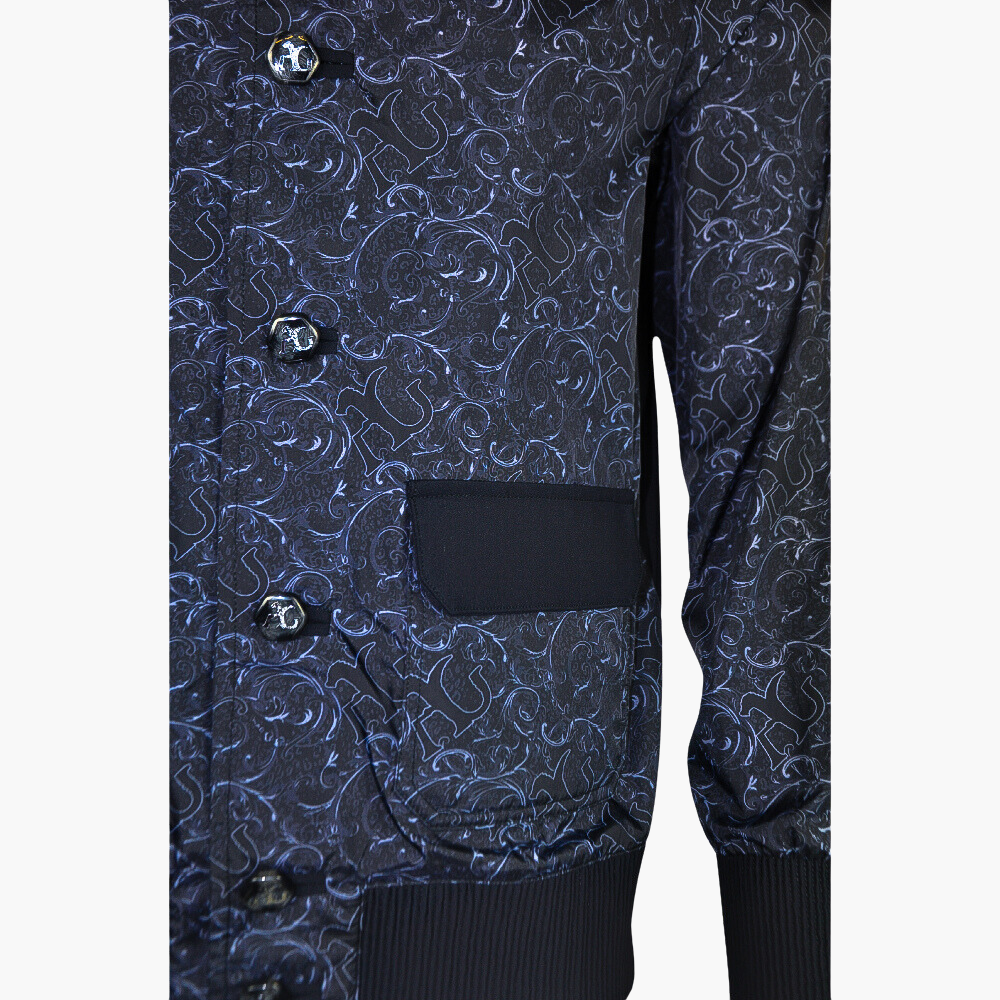 Black  & Grey Custom Print Jacket - AG23W6MEC02