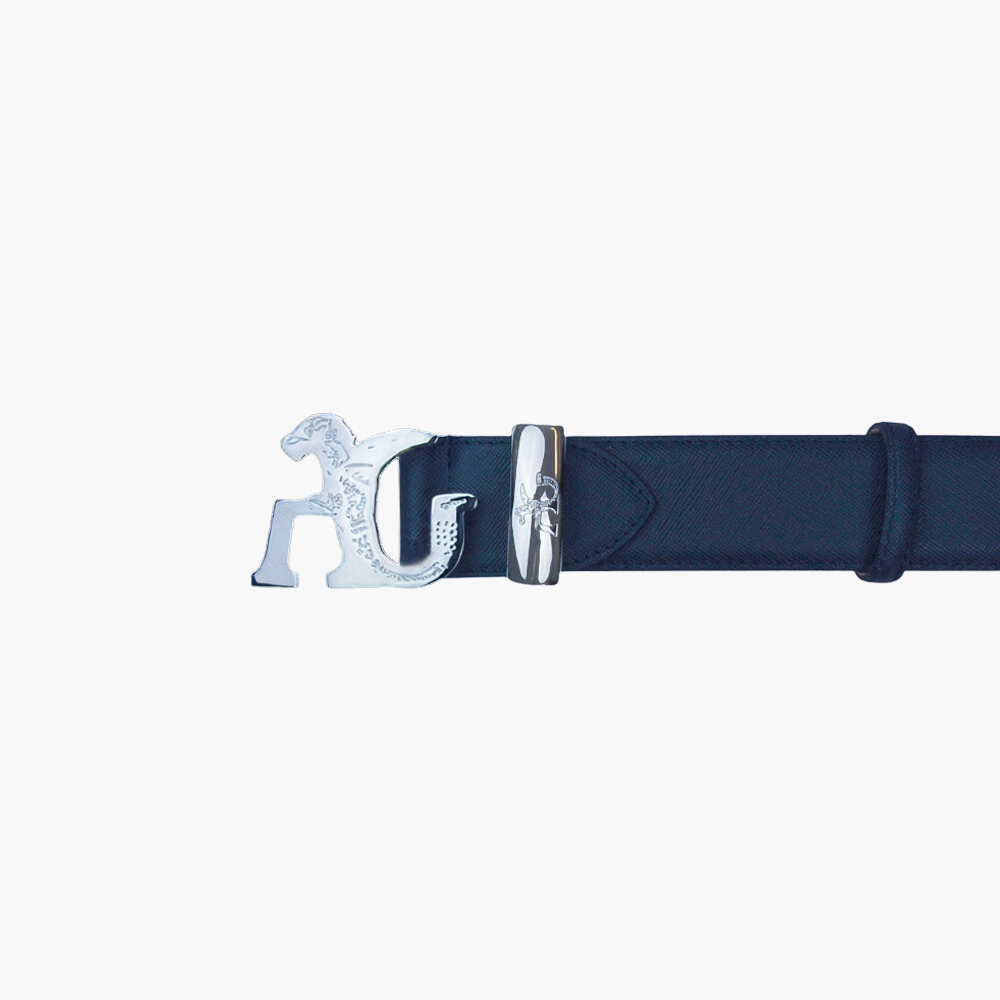 Blue Calfskin Belt with AG Buckle - AG23WCCOL02
