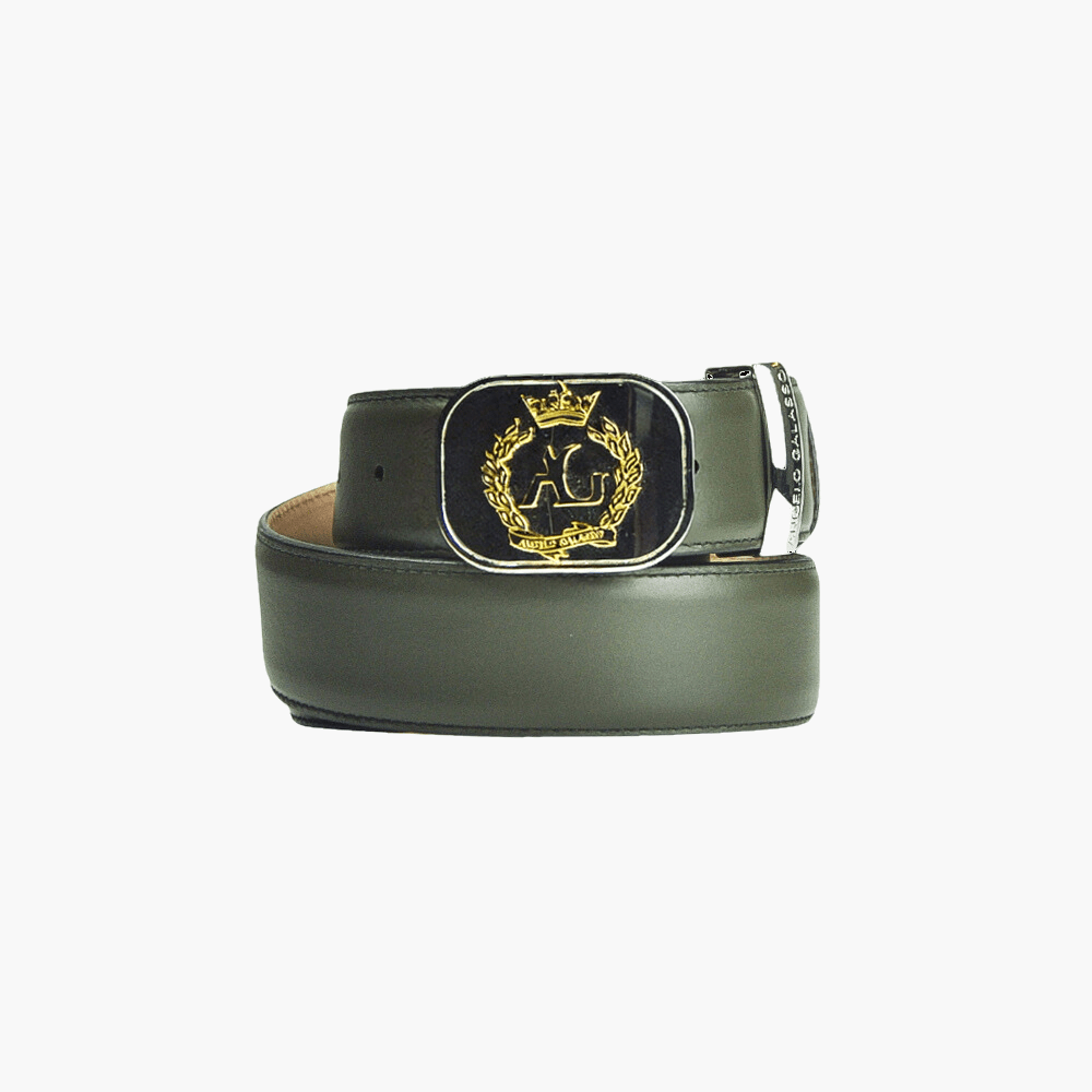 Green Alloro Calfskin Belt - Angelo Galasso - Luxury Italian Menswear London