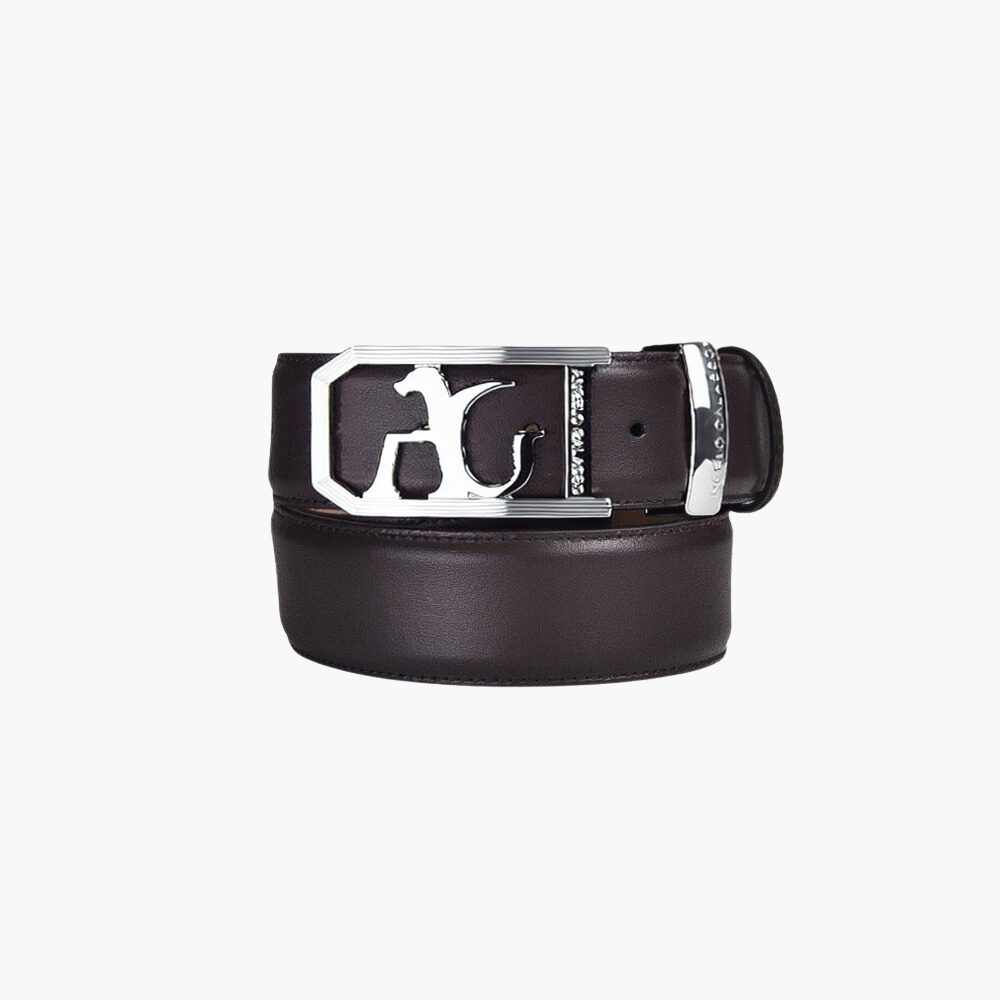 Brown Calfskin Belt with AG Buckle - AG23WCCOL05