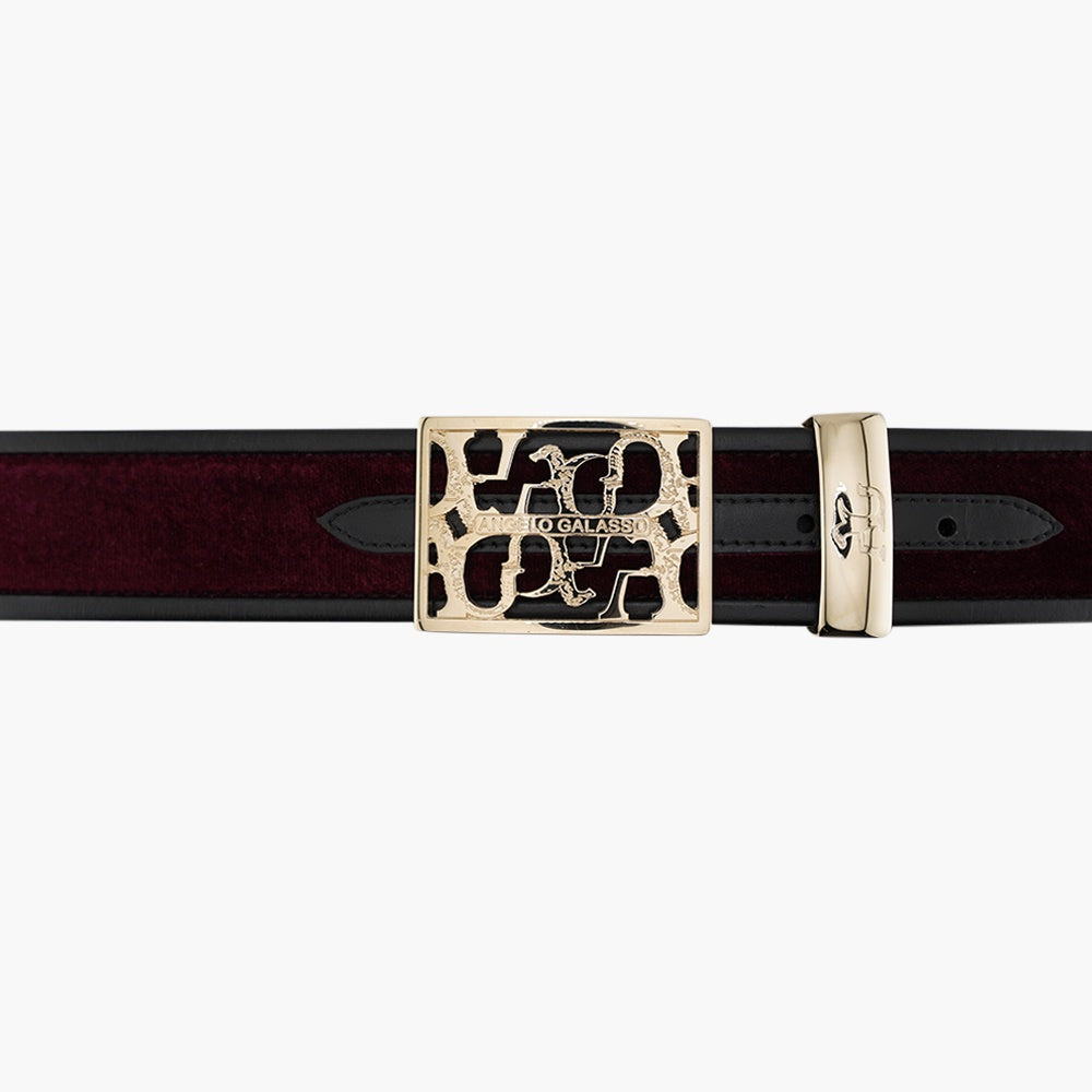 Burgundy and Black Reflection Logo Belt